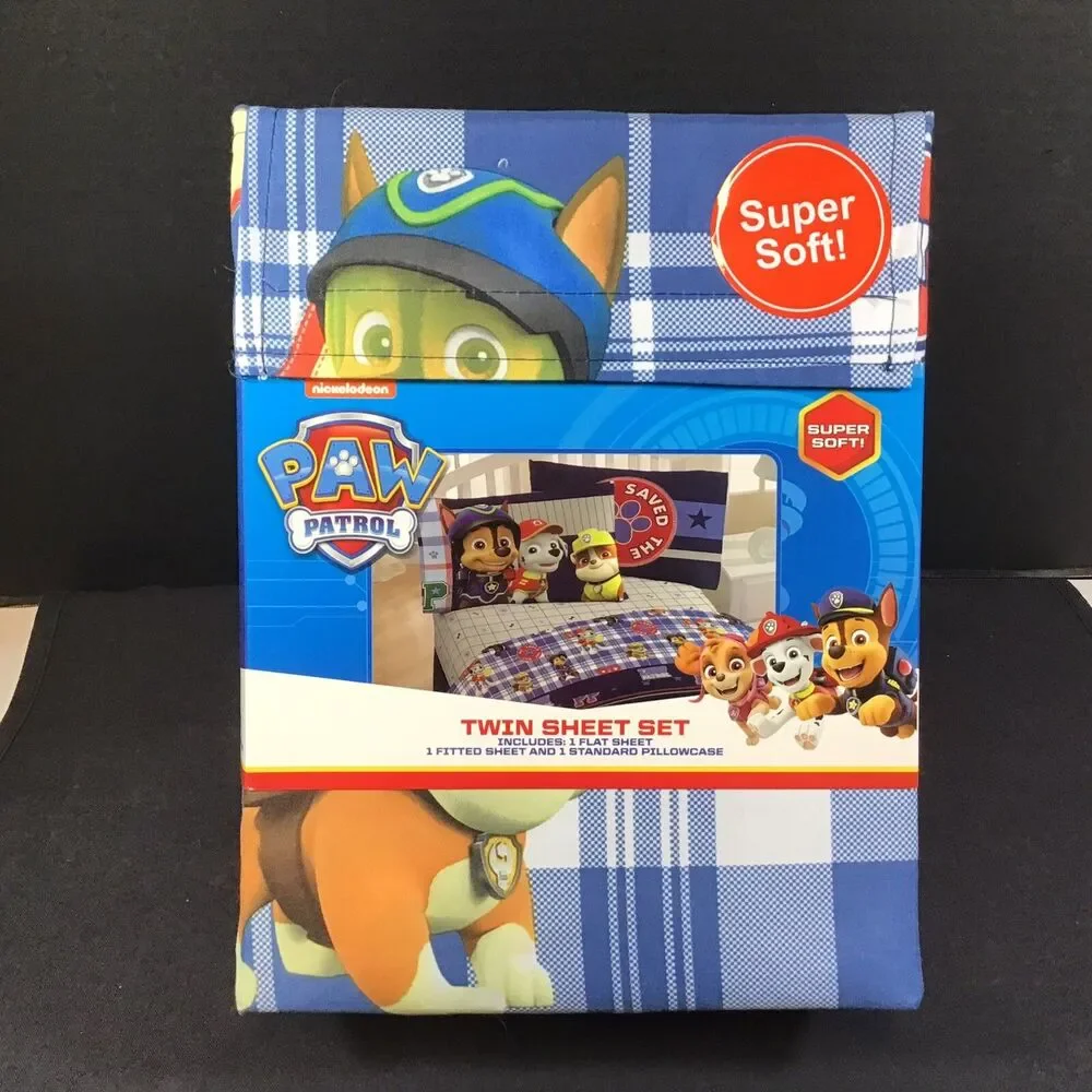 Paw Patrol Nickelodeon Twin Sheet Set Bedding Rubbie Marshall Chase NEW